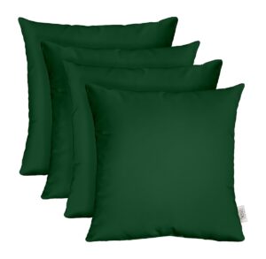 rsh decor: square throw pillows set of 4 | 17” x 17” | all-weather spun fabric | water and fade-resistant | outdoor accent pillows for patio furniture | hunter green