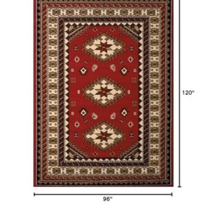 United Weavers Dallas Tres Area Rug - Red, 8x11, Southwestern Indoor Area Rug with Bordered Pattern, Jute Backing