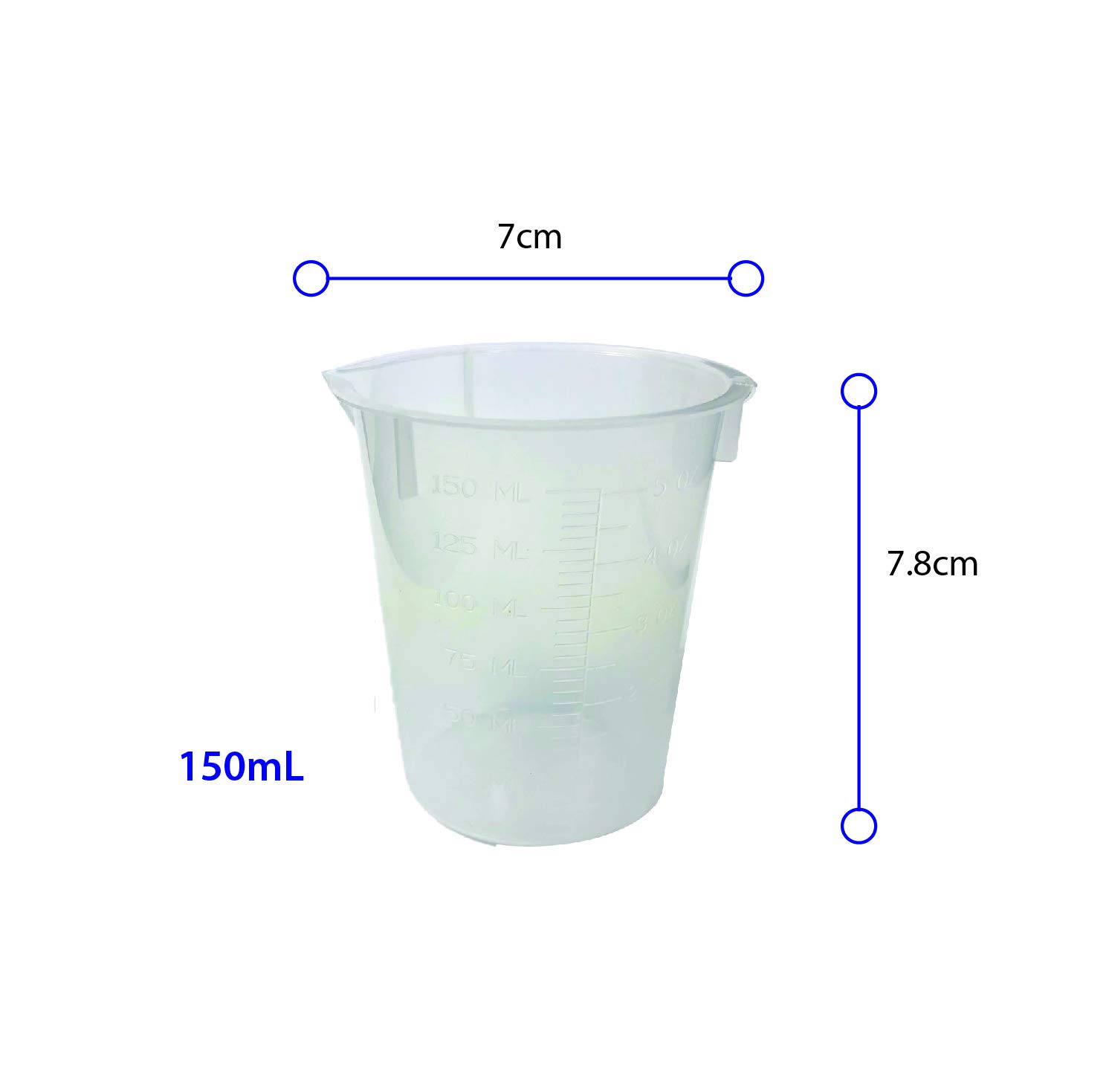 Maryland Plastics L-1240 Polypropylene Disposable Beaker, Graduated, 150 mL (Pack of 100)