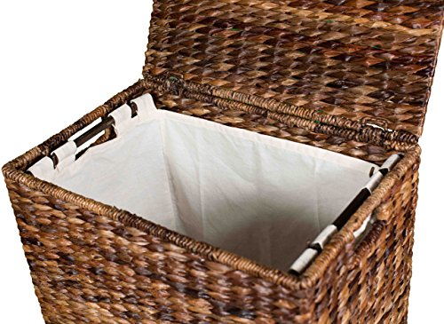 BirdRock Home Abaca Laundry Hamper - Hand Woven - Removable Canvas Laundry Bag