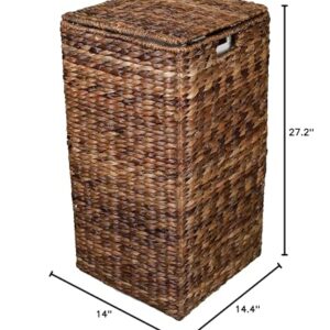 BIRDROCK HOME Seagrass Square Laundry Hamper with Removable Bag - Handwoven with Durable Abaca Fibers - Long Lasting Laundry Bin Storage for Dirty Clothes - Organizer Basket Use for Bedroom & Bathroom