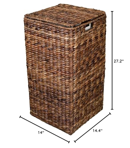 BIRDROCK HOME Seagrass Square Laundry Hamper with Removable Bag - Handwoven with Durable Abaca Fibers - Long Lasting Laundry Bin Storage for Dirty Clothes - Organizer Basket Use for Bedroom & Bathroom