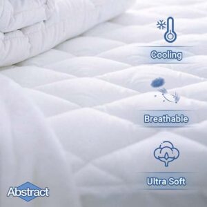 Abstract Mattress Pad - Quilted, Fitted Mattress Cover - Breathable Soft Cotton Cooling Mattress Protector for RV/Travel Trailer - Pillow Topper Bed Protector- 48"x75", White