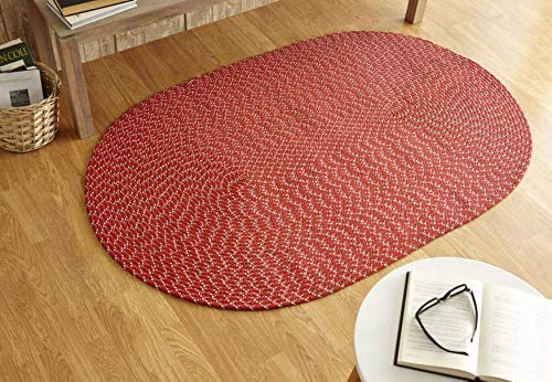 Better Trends Sunsplash Braid Collection is Durable and Stain Resistant Reversible Indoor Outdoor Area Utility Rug 100% Polypropylene in Vibrant Colors, 20" x 30" Oval, Red