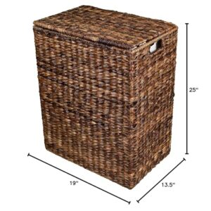 BirdRock Home Abaca Laundry Hamper - Hand Woven - Removable Canvas Laundry Bag