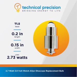 Replacement Bulb for WELCH ALLYN HPX 06500, HPX08500, MacroView 23810 by Technical Precision - 2.7 W, 3.5 V Halogen Otoscope Lamp - 1 Pack