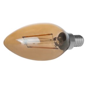 HERO-LED B10-DSGT-2W-WW22 Dimmable Gold Tint B10 E12 2W Candelabra Style LED Filament Chandelier Light Candle Bulb, 25W Equivalent, Ultra Warm White 2200K (Amber Glow), UL-Listed, 4-Pack