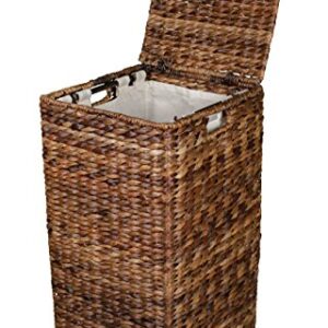 BIRDROCK HOME Seagrass Square Laundry Hamper with Removable Bag - Handwoven with Durable Abaca Fibers - Long Lasting Laundry Bin Storage for Dirty Clothes - Organizer Basket Use for Bedroom & Bathroom