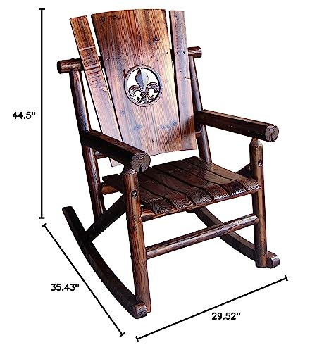 Leigh Country Fleur-De-Lis Medallion Outdoor Rocker, Brown