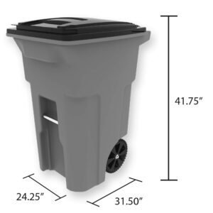 Toter 25564-R1209 Residential Heavy Duty Two Wheeled Trash Can, Blackstone, 64 Gallon