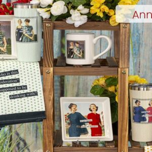 Anne Taintor Birthday Cards Funny Vintage Retro Greeting Card for Her, 4.25" x 5.5", Getting Lit in the Kitchen