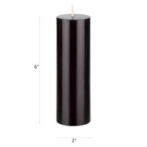 Mega Candles 1 pc Unscented Black Round Pillar Candle, Hand Poured Premium Wax Candles 2 Inch x 6 Inch, Home Décor, Wedding Receptions, Baby Showers, Birthdays, Celebrations, Party Favors & More