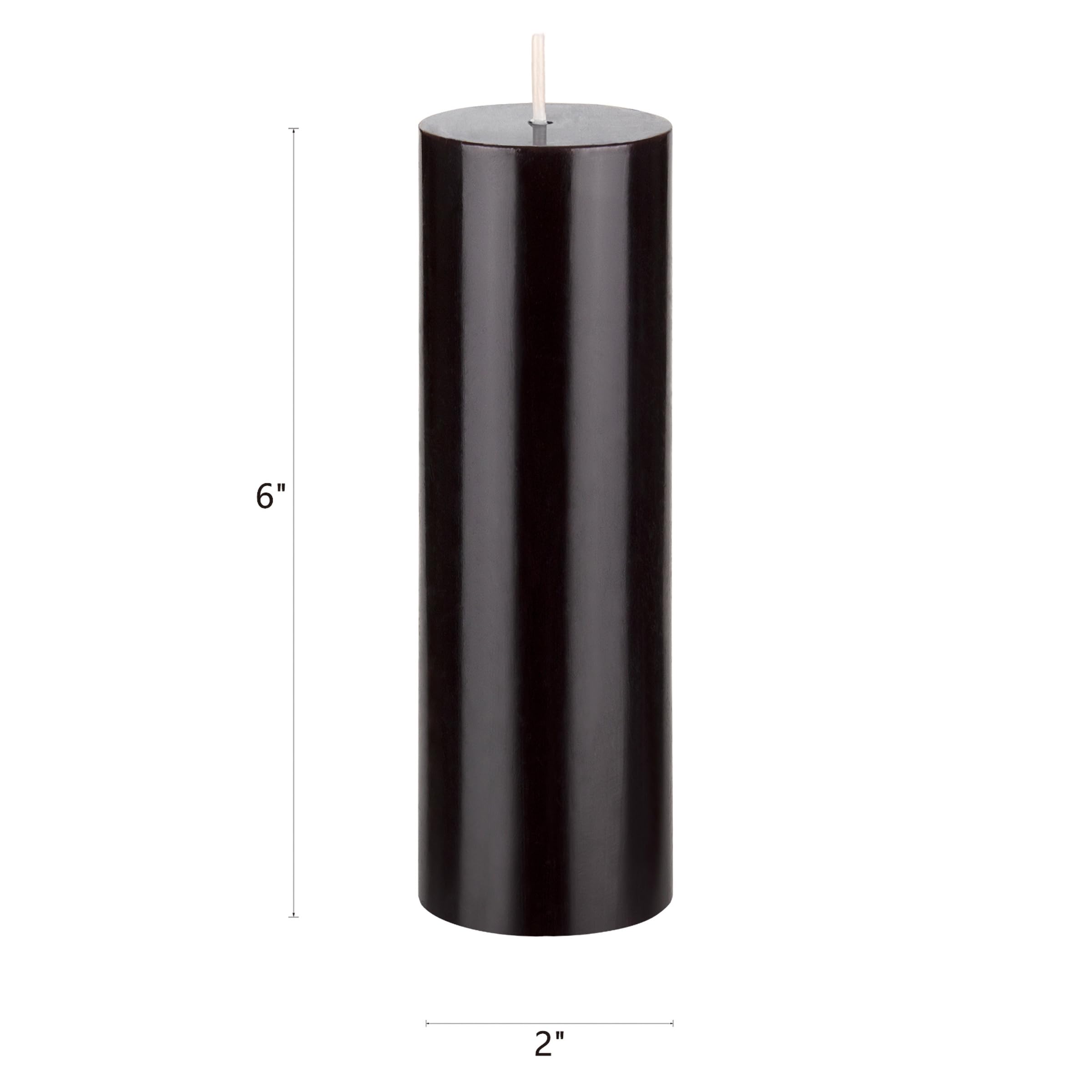 Mega Candles 1 pc Unscented Black Round Pillar Candle, Hand Poured Premium Wax Candles 2 Inch x 6 Inch, Home Décor, Wedding Receptions, Baby Showers, Birthdays, Celebrations, Party Favors & More