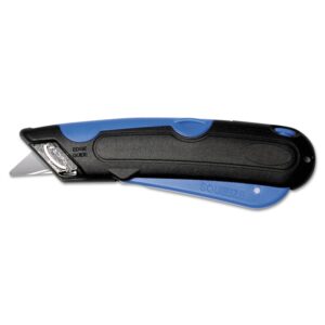 easycut cutter knife w/self-retracting safety-tipped blade, black/blue