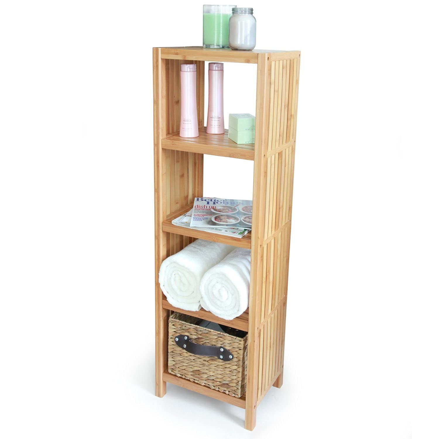 ToiletTree Products Bamboo Freestanding Organizing Shelf - Wooden Bathroom Shelf to Store Toiletries - Bamboo Shelf to Use in The Bathroom, Bedroom, and More - 5-Tier Shelf