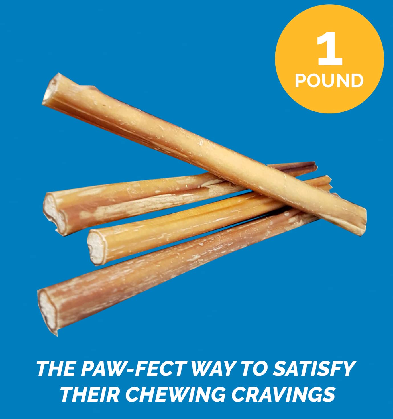 123 Treats 12-Inch Bully Sticks for Dogs (1 Pound Bag) – 100% Natural Grass-Fed Bulk Chews for Dogs & Puppies, Free-Range, Long Lasting Premium Beef Chews | Fully Digestible Dental Treats