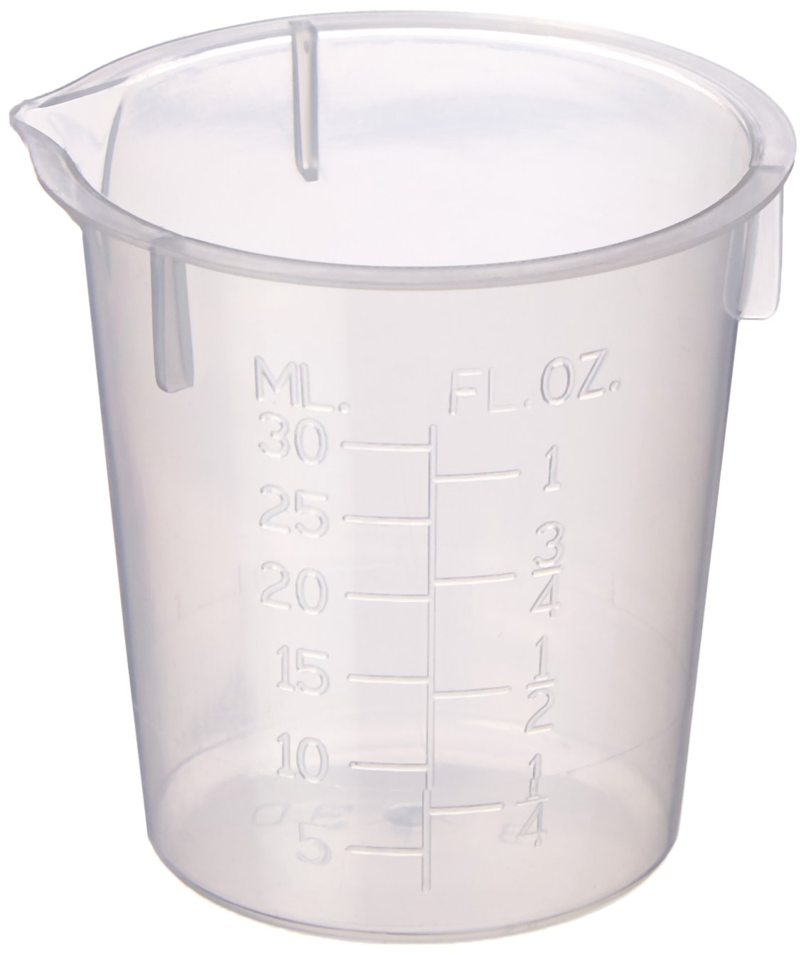 Maryland Plastics, Inc. Graduated 30 mL, Polypropylene Plastic Disposable Beaker, Measuring Cup Part Number L-1210 (Pack of 100)