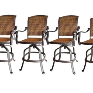 Patio Bar Stool Set of 4 Swivel Outdoor Santa Clara Cast Aluminum Furniture Dark Bronze