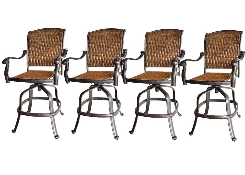 Patio Bar Stool Set of 4 Swivel Outdoor Santa Clara Cast Aluminum Furniture Dark Bronze