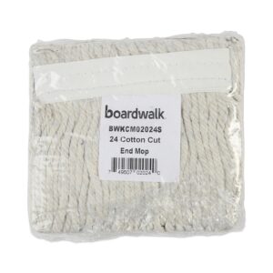 Boardwalk® Banded Cotton Mop Heads, #24, White, Pack Of 12