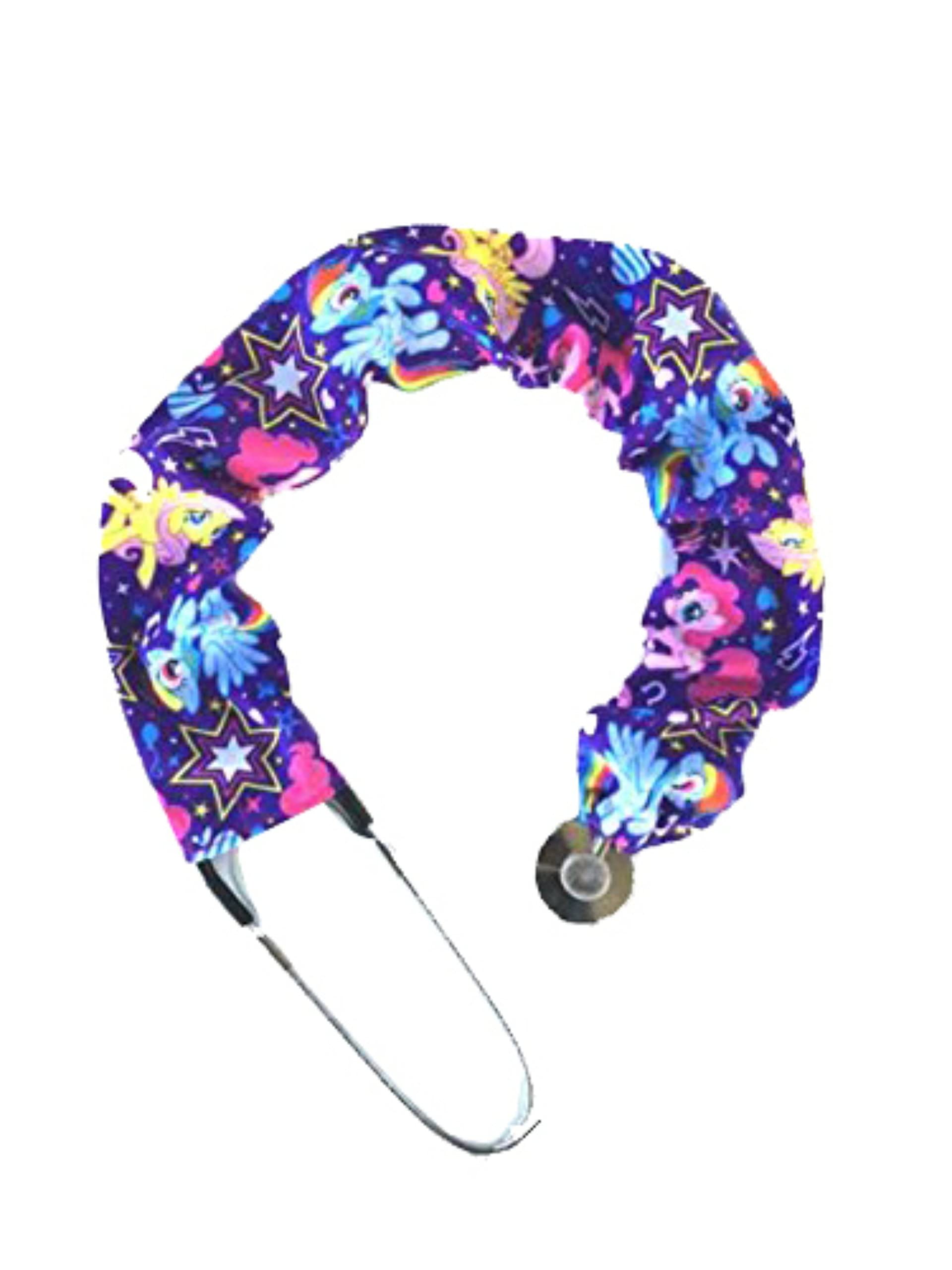 Stethoscope Covers Handmade Variety Patterns Colors 100% Cotton Scrunchie (Purple Horses)