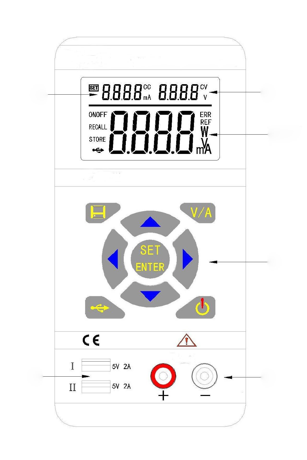 Tekpower TP3016M Portable Handheld Variable DC Power Supply with USB Port 0.3V - 12V @ 0-3.75A or 0.3V-30V@ 1.6A with VC and CC Control