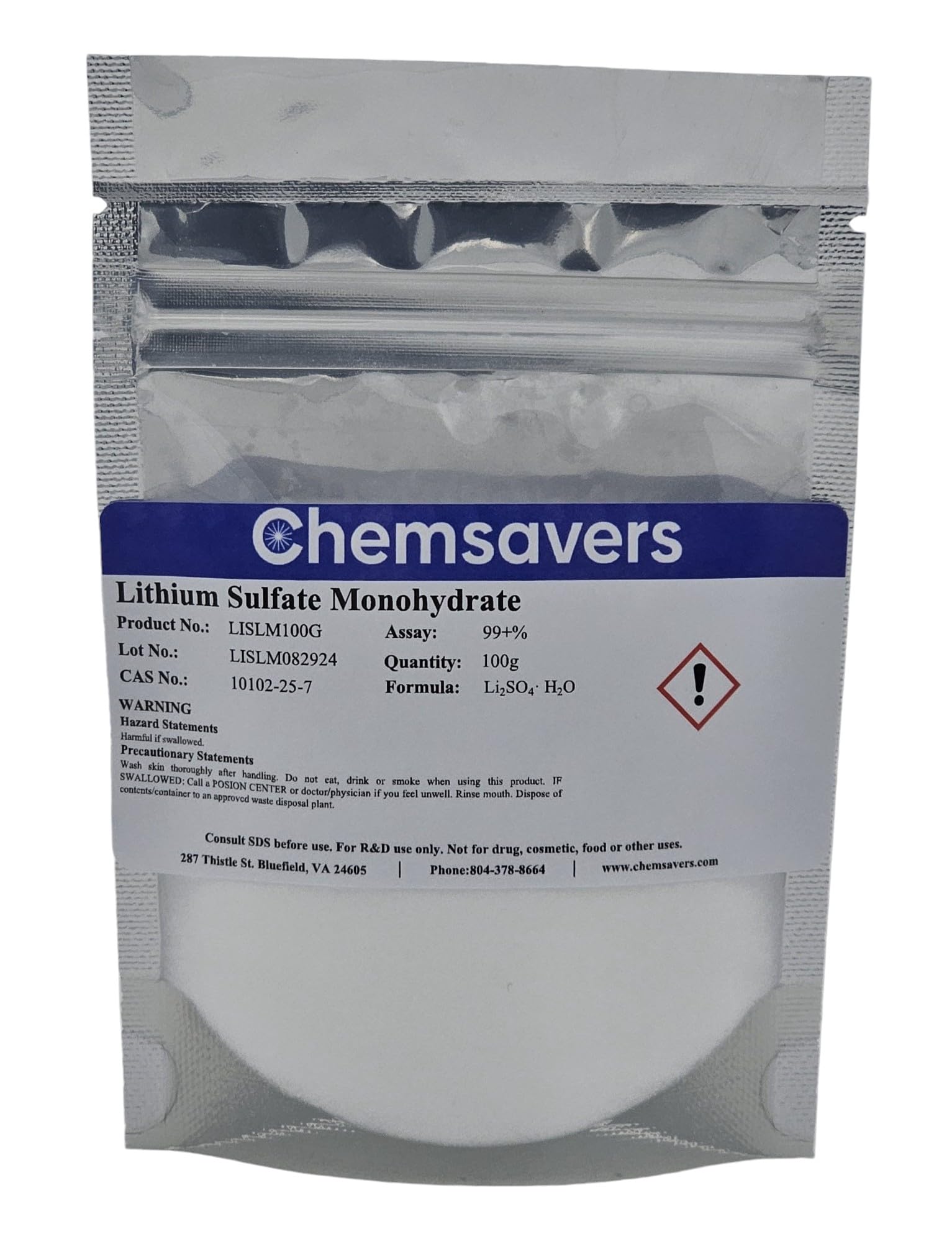 Lithium Sulfate Monohydrate, 99+%, 100g