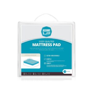 Quilted Fitted Mattress Pad (Twin XL ) Hypoic, Mattress Topper, Stretches up to 18 Inches Deep, by Assure Sleep Collection