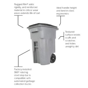 Toter 25564-R1209 Residential Heavy Duty Two Wheeled Trash Can, Blackstone, 64 Gallon