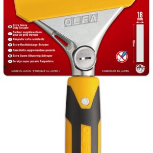 OLFA 8" Extra Heavy Duty Razor Scraper (XSR-200) - 8 Inch Steel Razor Blade Scraper Tool with Strike Tip & Non Slip Handle for Floors, Paint, Glass, Replacement Blades: OLFA BS & BSF Blades