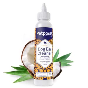 petpost | dog ear cleaner - natural coconut oil solution - best remedy for odor - dog ear problems - chemical & irritant free 8 oz.