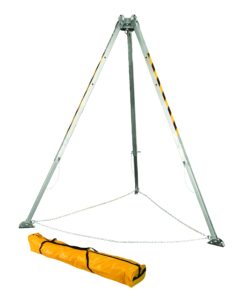 falltech 7276 confined space adjustable aluminum tripod, 2 integral head mounted pulleys, click-lock adjustment pins, includes storage bag, 8', natural