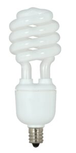 2 pk satco s7365 13 watt; mini spiral compact fluorescent; 4100k; 82 cri; candelabra base; 120 volts