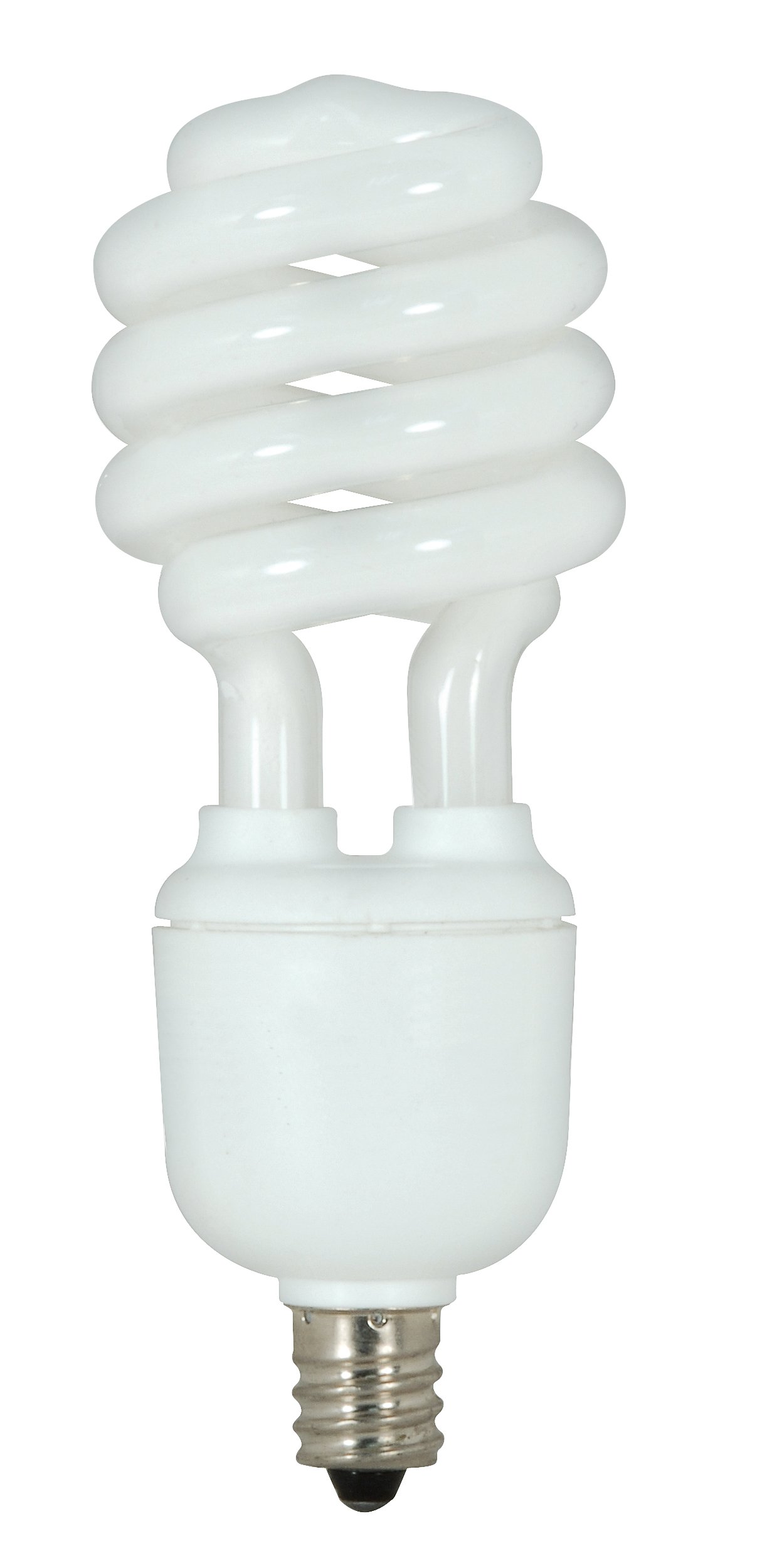 2 PK Satco S7365 13 watt; Mini Spiral Compact Fluorescent; 4100K; 82 CRI; Candelabra Base; 120 Volts