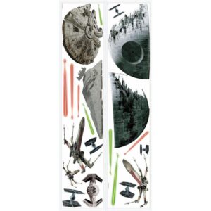 roommates star wars death star tie fighter & x-wing peel and stick wall decals by roommates, rmk3012scs