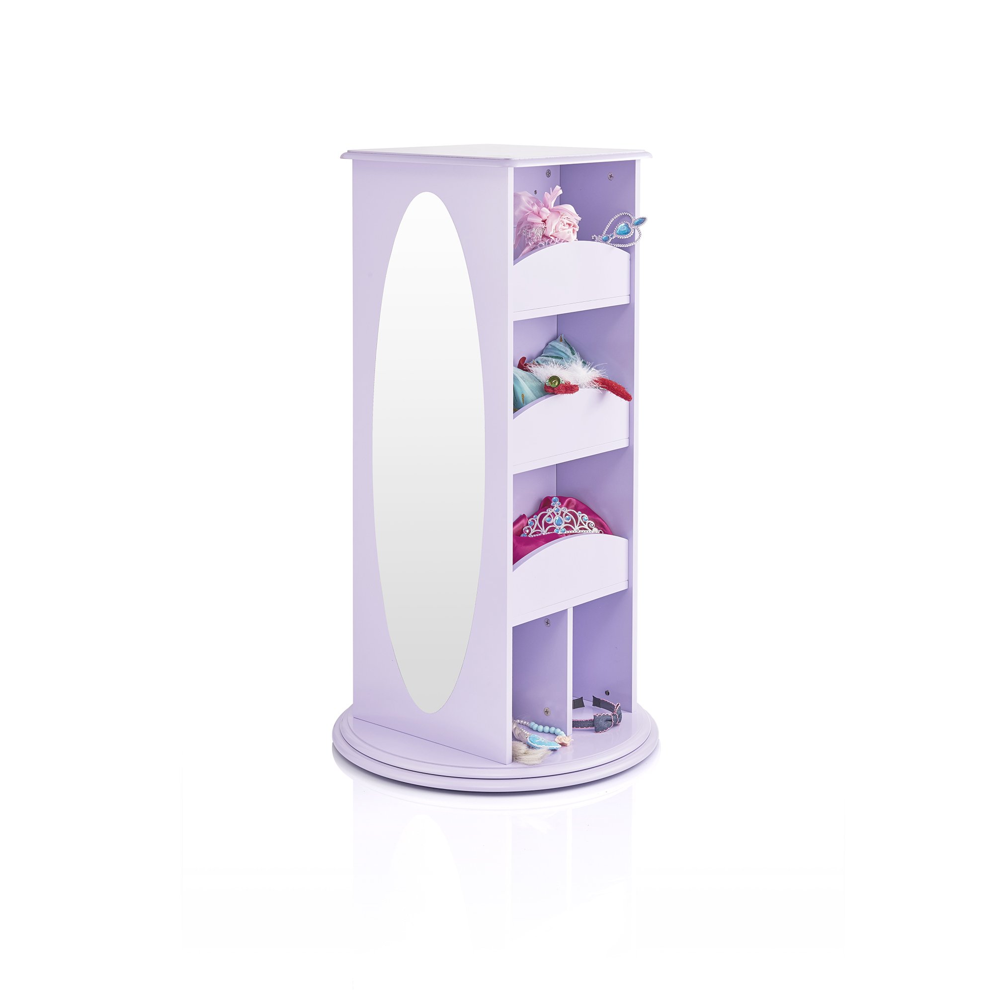 Guidecraft Rotating Dress-Up Storage - Pink: Armoire for Toddlers with 2 Mirrors, Cubbies & Hooks, Princess Costume Storage with Shelves - Little Girls Bedroom Furniture