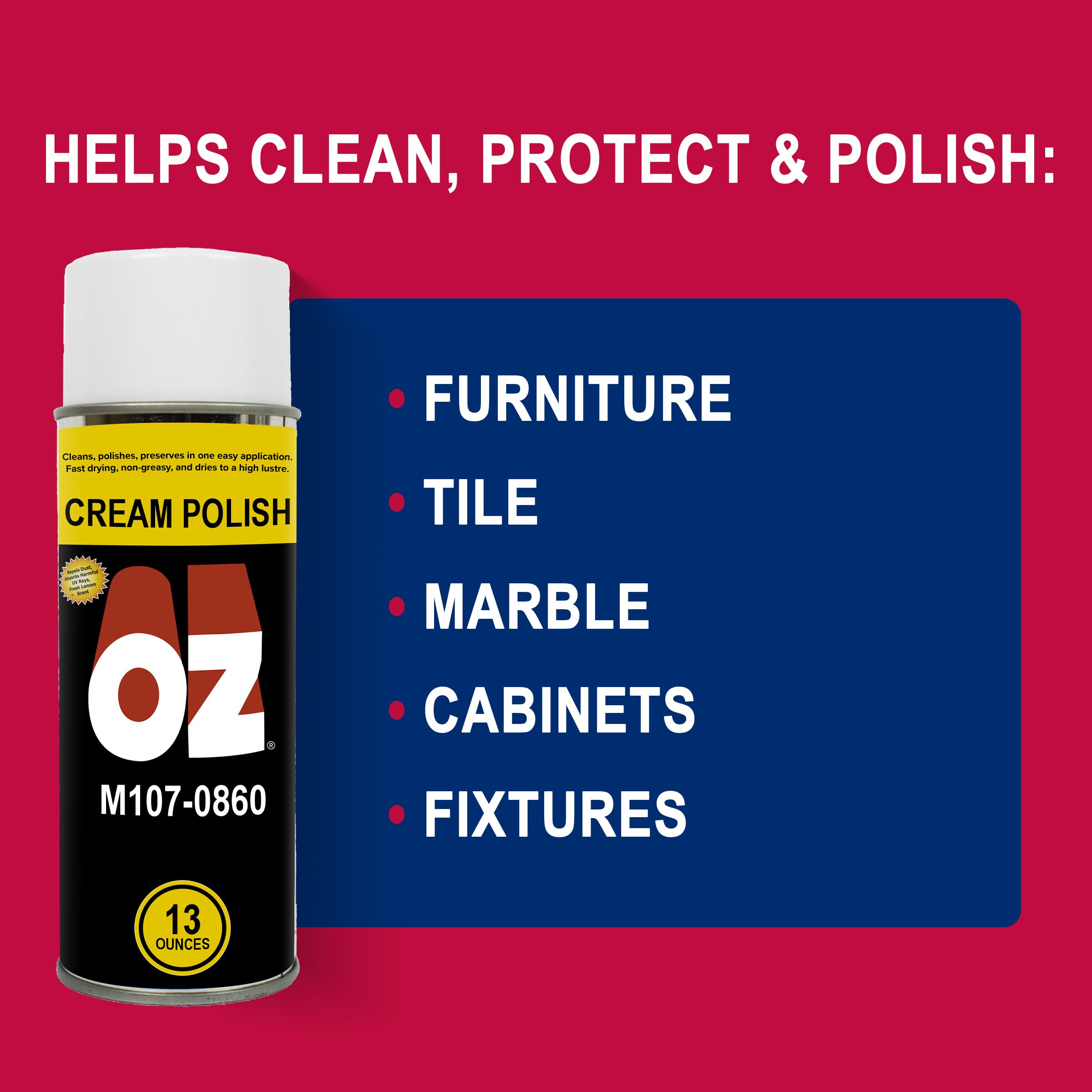 Mohawk Finishing Products OZ Polish Aerosol, Furniture Polish, M107-0860, 13 oz