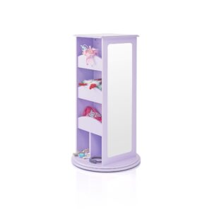 Guidecraft Rotating Dress-Up Storage - Pink: Armoire for Toddlers with 2 Mirrors, Cubbies & Hooks, Princess Costume Storage with Shelves - Little Girls Bedroom Furniture