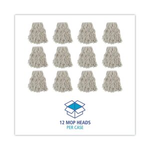 Boardwalk® Banded Cotton Mop Heads, #24, White, Pack Of 12