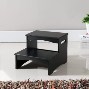 Kings Brand Furniture - Courtney Black Finish Wood Bedroom Step Stool