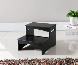 kings brand furniture - courtney black finish wood bedroom step stool