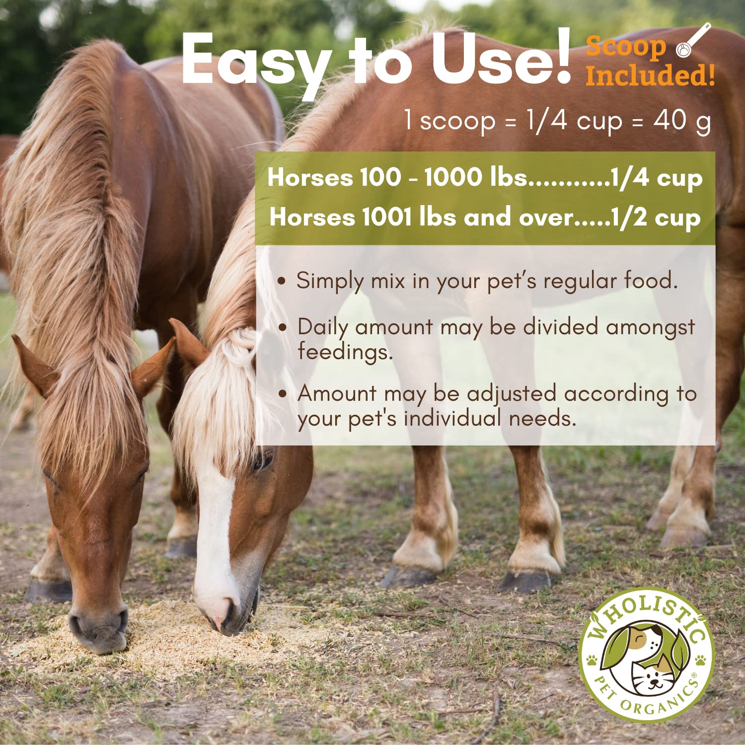 Wholistic Pet Organics Equine Complete: Horse Multivitamin for Total Body Health - Horse Supplement with Vitamins, Minerals, Prebiotics, Probiotics, Antioxidants and More - 4 Lb