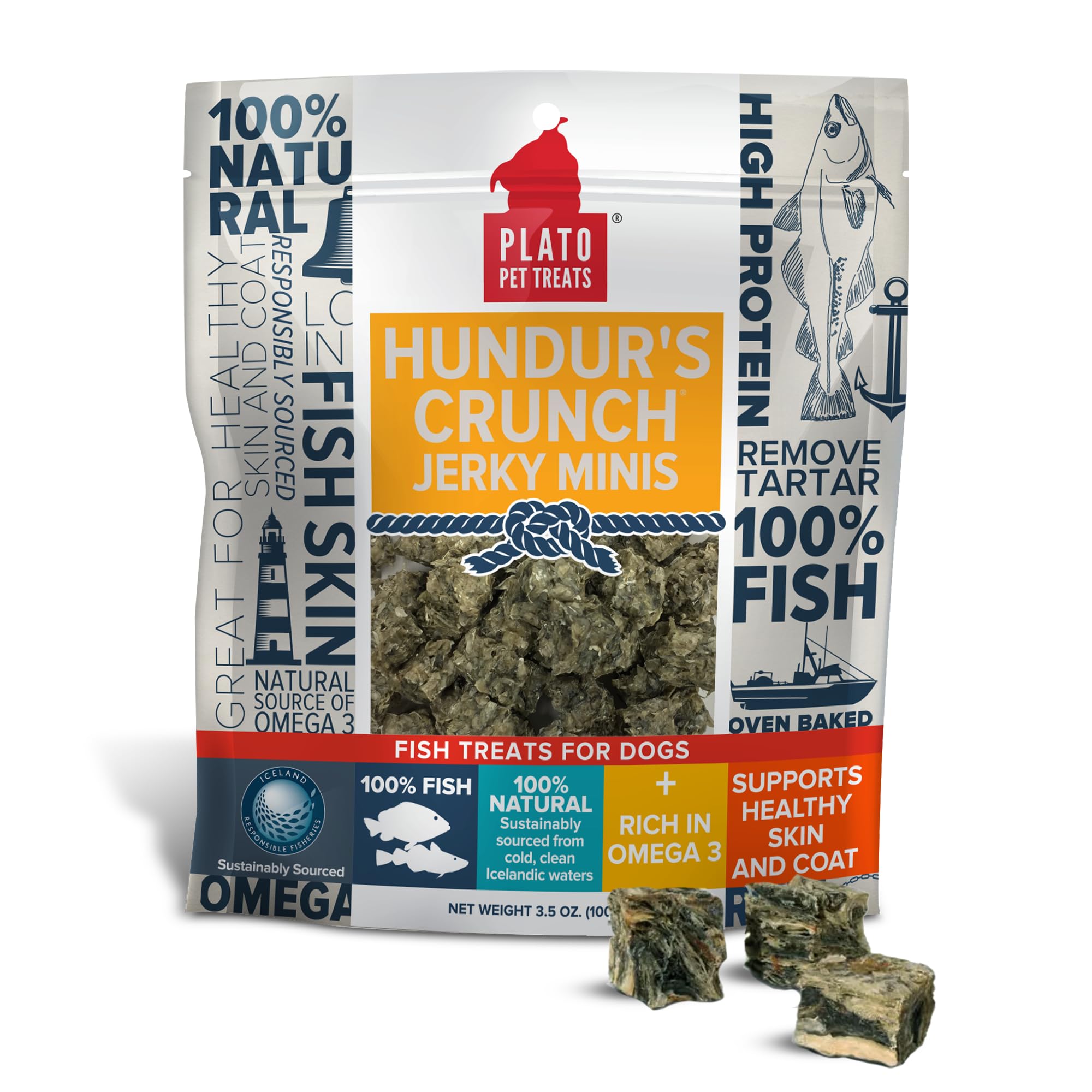 Hundur's Crunch Single Ingredient Cod Skin Dog Treats – Minis