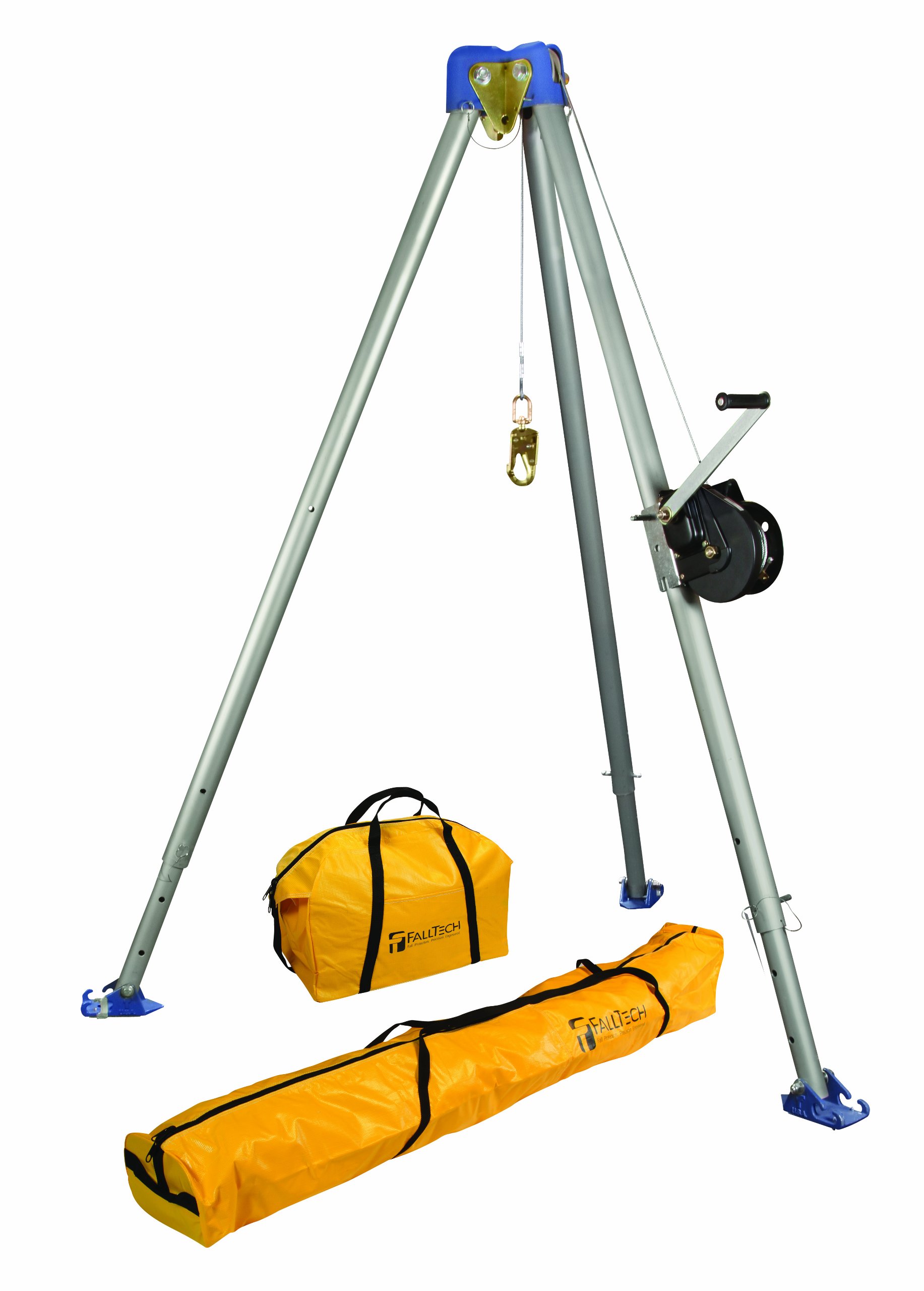 FallTech 7505S Confined Space Tripod Kit - Tripod Kit with 7275 Tripod, 7290S Winch, 7280 and 7282 Storage Bags, Stainless Steel Cable, Natural