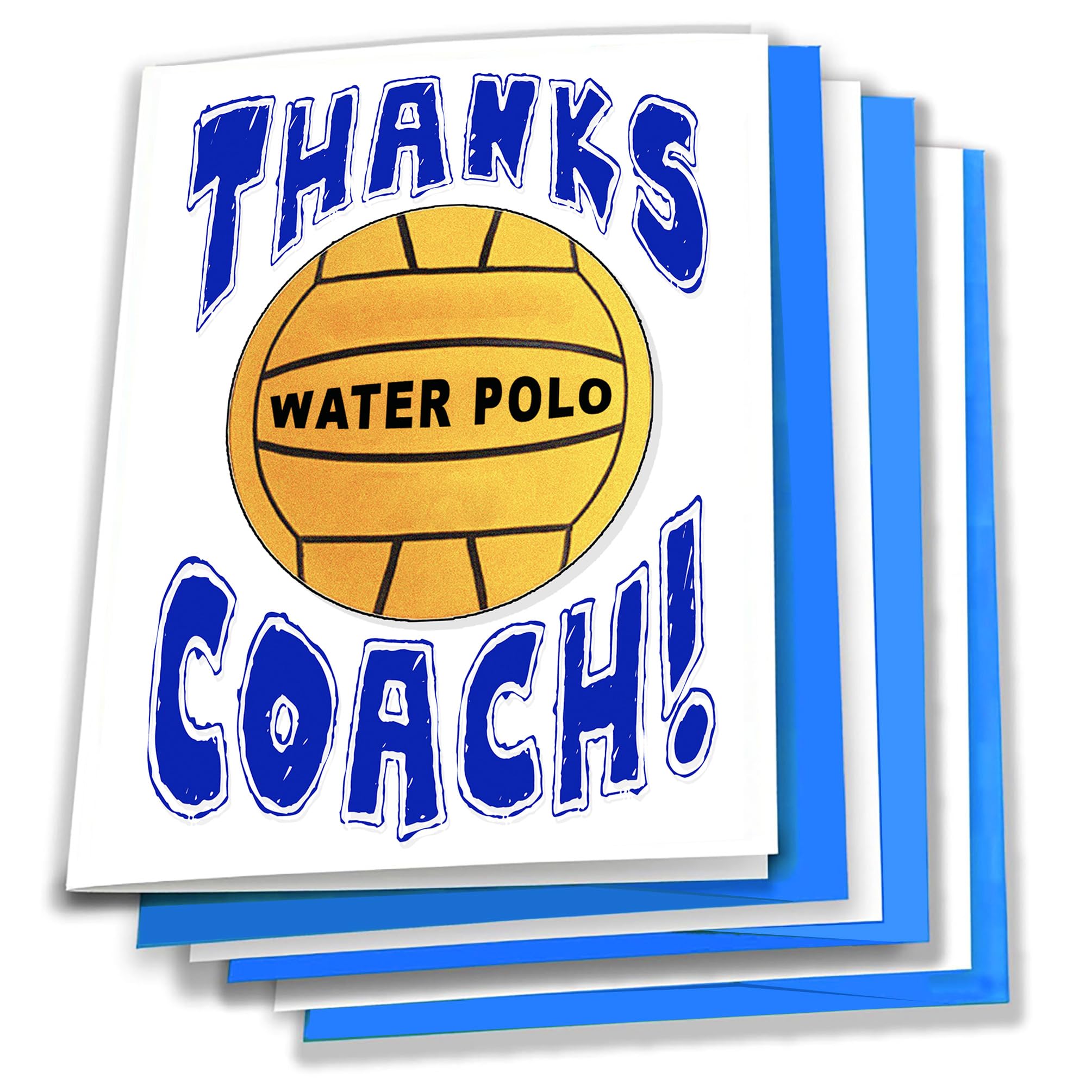 3-Pack Thanks Awesome WATER POLO Coach (5x7") Sports Powercard Greeting Cards - Awesome for Water Polo Players, Coaches and Fans - They'll Love 'Em!