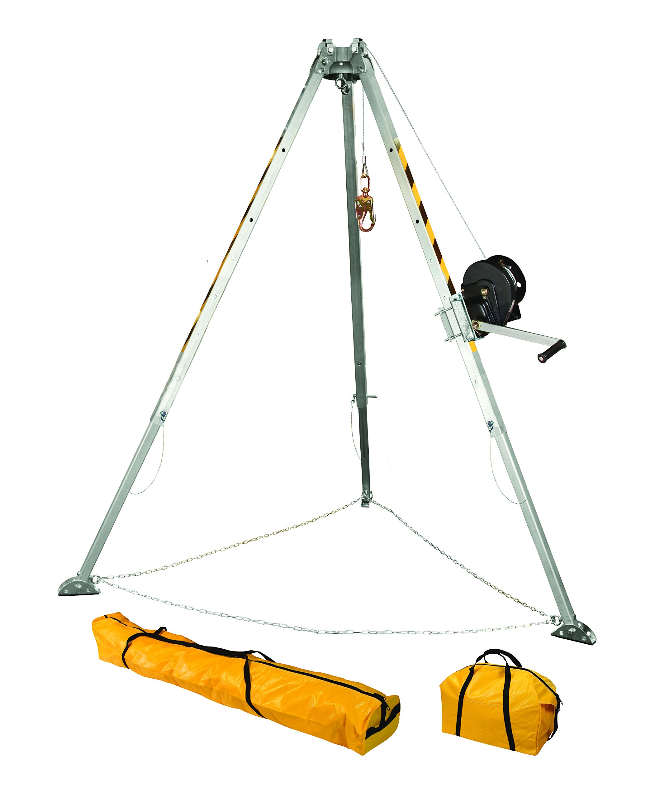 FallTech 7507 Confined Space Tripod Kit - Tripod Kit with 7276 Tripod, 7293 Winch, 7291B Leg Bracket, and Storage Bags, Natural