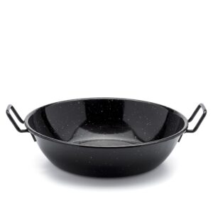 zinel 4506 pan kadai/wok with handles, enamel, black/white dots, 30cm