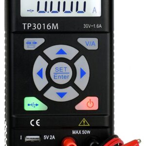 Tekpower TP3016M Portable Handheld Variable DC Power Supply with USB Port 0.3V - 12V @ 0-3.75A or 0.3V-30V@ 1.6A with VC and CC Control