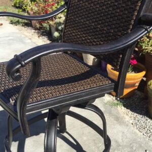 Patio Bar Stool Set of 4 Swivel Outdoor Santa Clara Cast Aluminum Furniture Dark Bronze