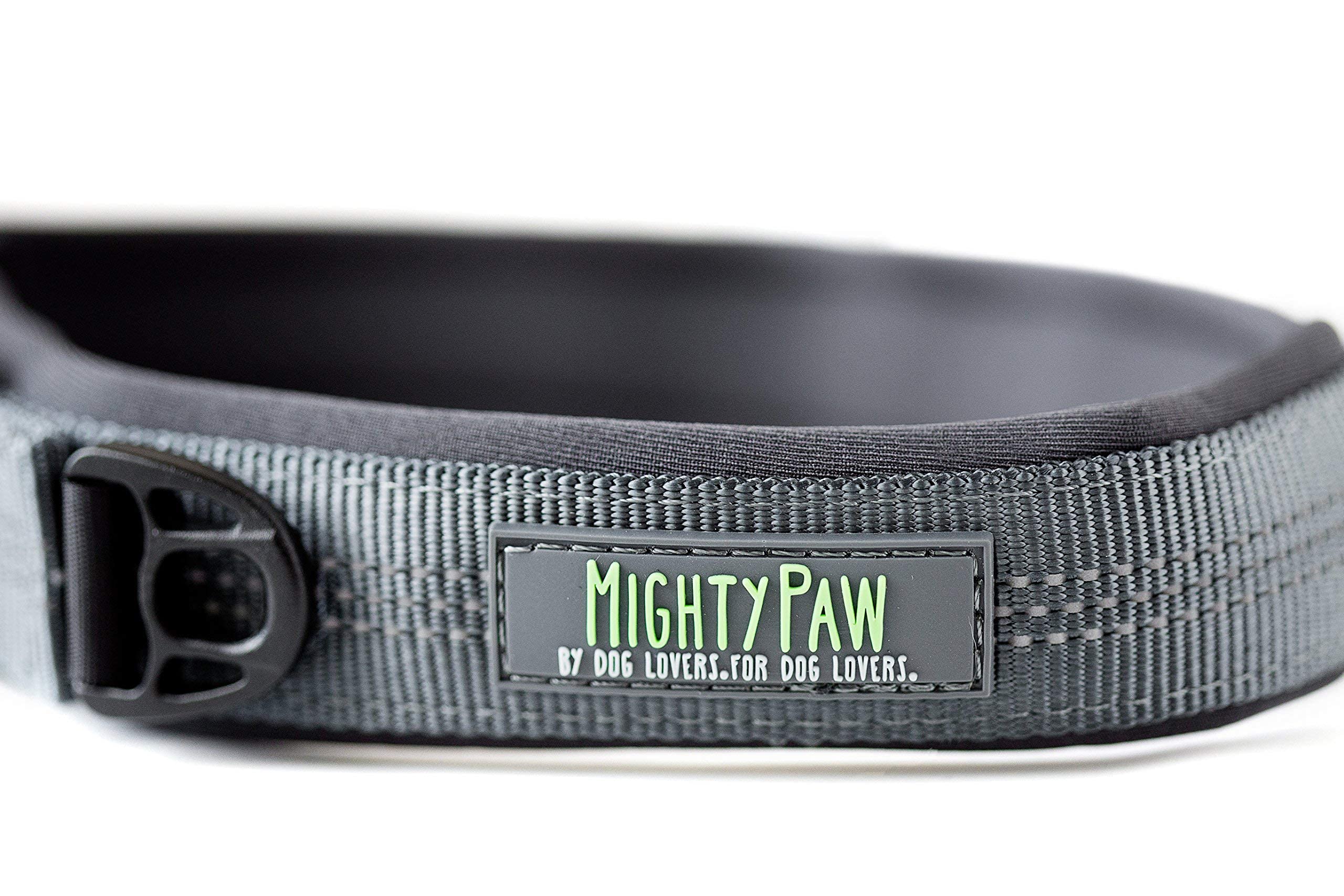 Mighty Paw Dog Collar - Neoprene Padded - Reflective for Running - Extra Comfort for Active Dogs - Premium Quality Reflective Collar - Comfortable Dog Collar for All Dog Breeds - Heavy Duty Dog Collar